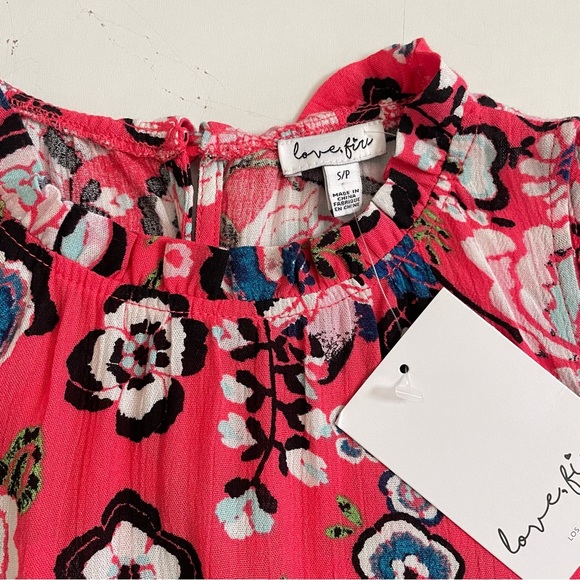 Lulus Pink Cold Shoulder Floral Top Size Small - Picture 3 of 4